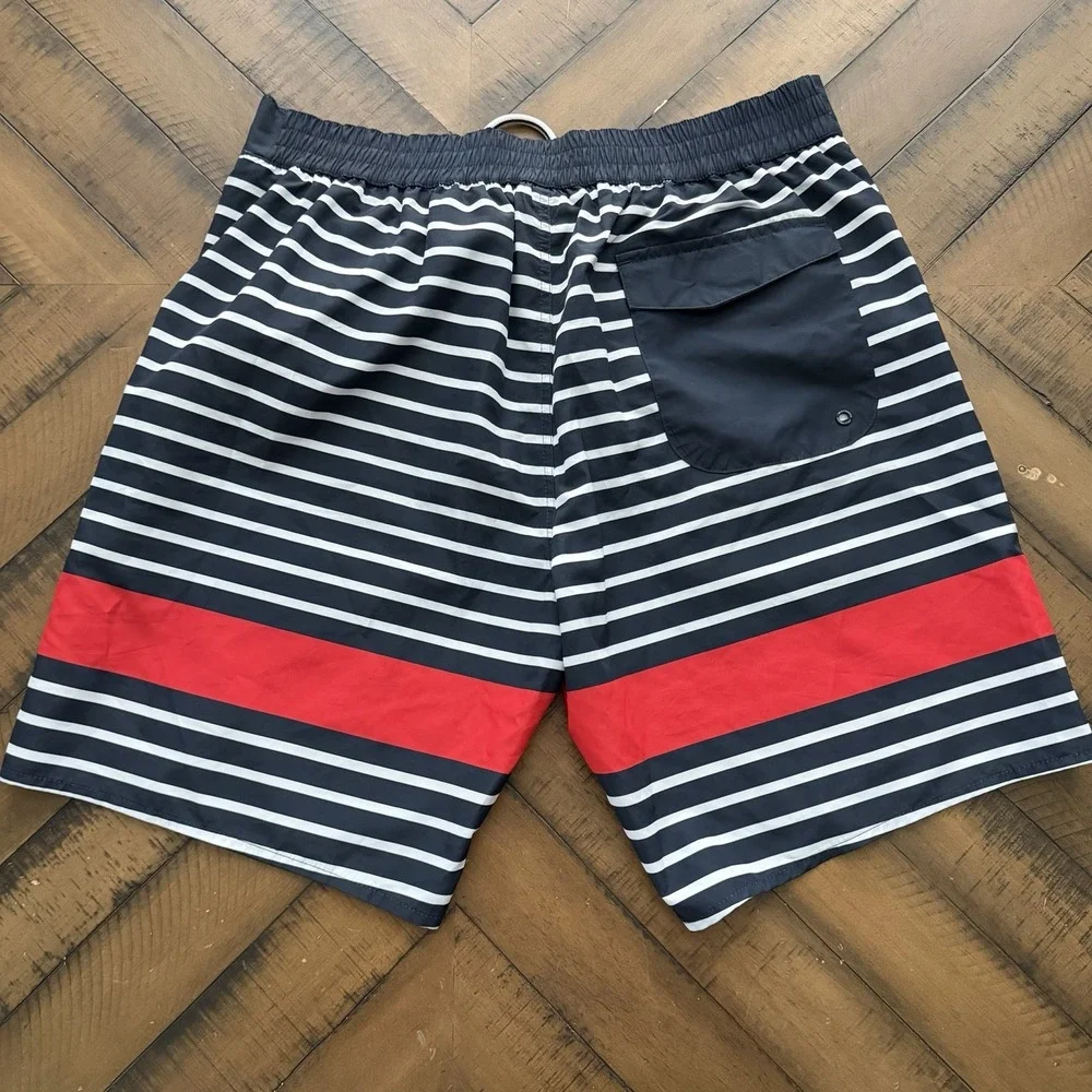 $65 Helly Hansen Koster Board Shorts Swim Trunks Striped Marine Size 33